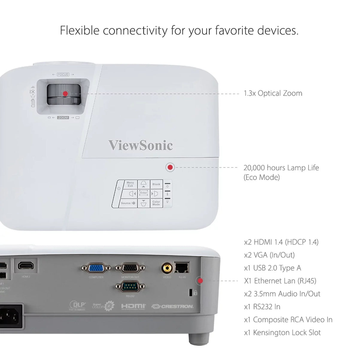 Office Vertical and (Pre-Owned) PG707X for XGA Horizon ViewSonic Lumens 4000 Keystone Projector and Home