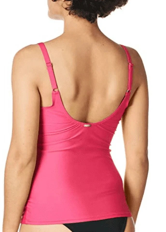 Top Swim Ruched HIBISCUS Calvin Tummy-Control Klein Tankini