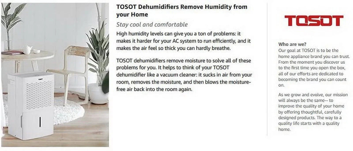 Dehumidifier Energy 4500 Quiet Sq Super TOSOT Star (OPEN DI66 Pint 50 Ft BOX)