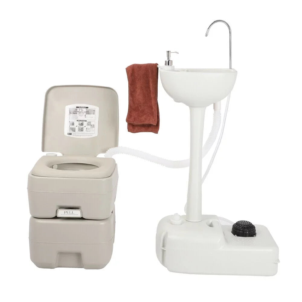 Tripper Camping Flushing Sink Boat Toilet Toilet Hand 5.3 5 Station Road and Camper Washing Portable RV Combo Gal Gal for