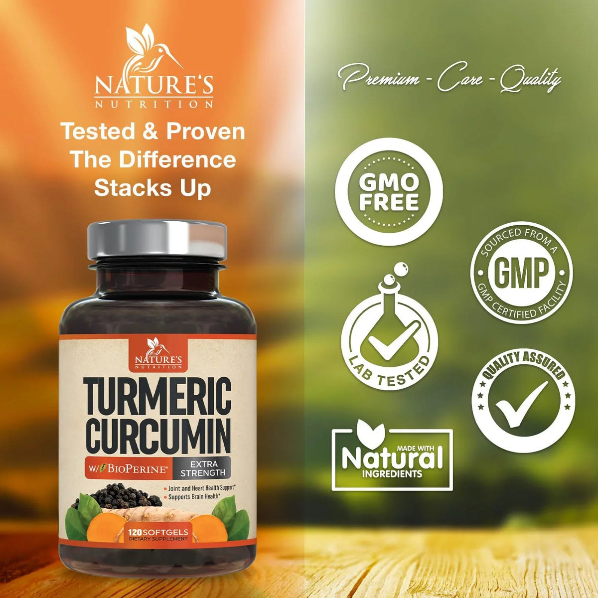 Tumeric Vegan Absorption, Black Joint 1500mg Max Turmeric Standardized with Curcumin for Non-GMO, Nature's 120 Pepper Curcuminoids Capsules 95% Premium - Support, Supplement, BioPerine Extract Herbal