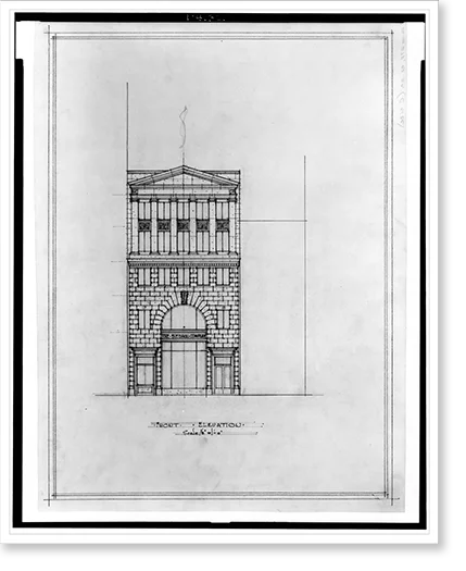 (15th Washington, Print, 21-7/8" office [Two 17-7/8" N.W., x Saul buildings - 2, Framed Front B.F. Street, Historic for elevation] D.C.).