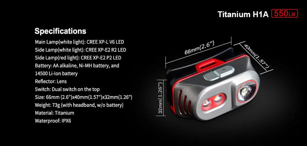'-Battery Lumens H1A -550 Headlamp V6 XP-L LED Included Klarus Rechargeable -CREE
