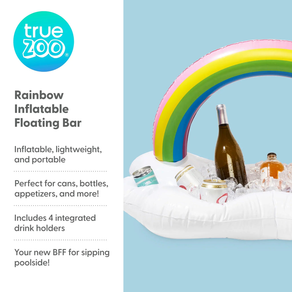 Cooler, of and TrueZoo Drink Party Box Floatie, Cloud Cup Inflatable Floating Bar Ice Colorful Rainbow Holders 1 Pool Set