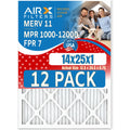 USA 14x25x1 FPR WICKED 12 Pack Filter AIR. MERV 11 & 7 by of Filters MPR AIRX 1000, MPR to Air FILTERS Comparable Furnace CLEAN Rating, - 1200 Made in