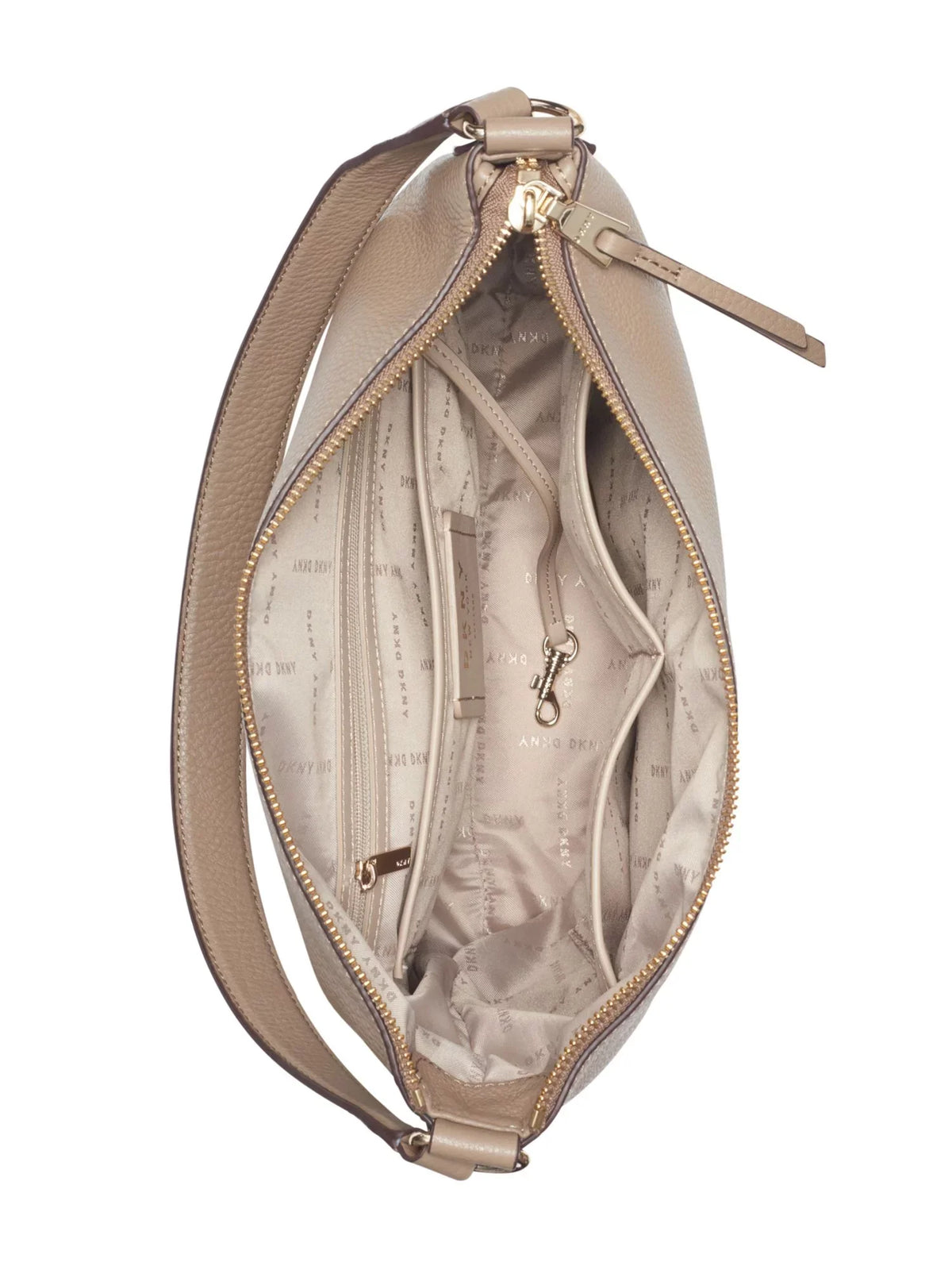 Purse DKNY Leather Hobo Adjustable Handbag Women's Strap Brown