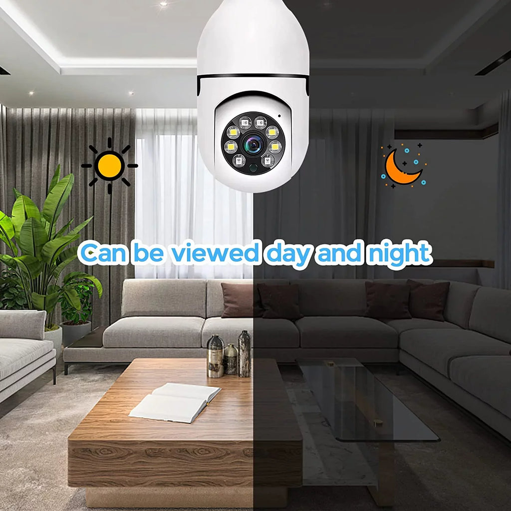 Alarm, Detection Storage Card Camera Motion PTZ2.4GHz Security Camera, 2 Light Indoor APP Cloud Degree Local Access, & Camera, Outdoor and Home Bulb and + Pack WiFi 360 32GB (Two), Wireless 5G SD