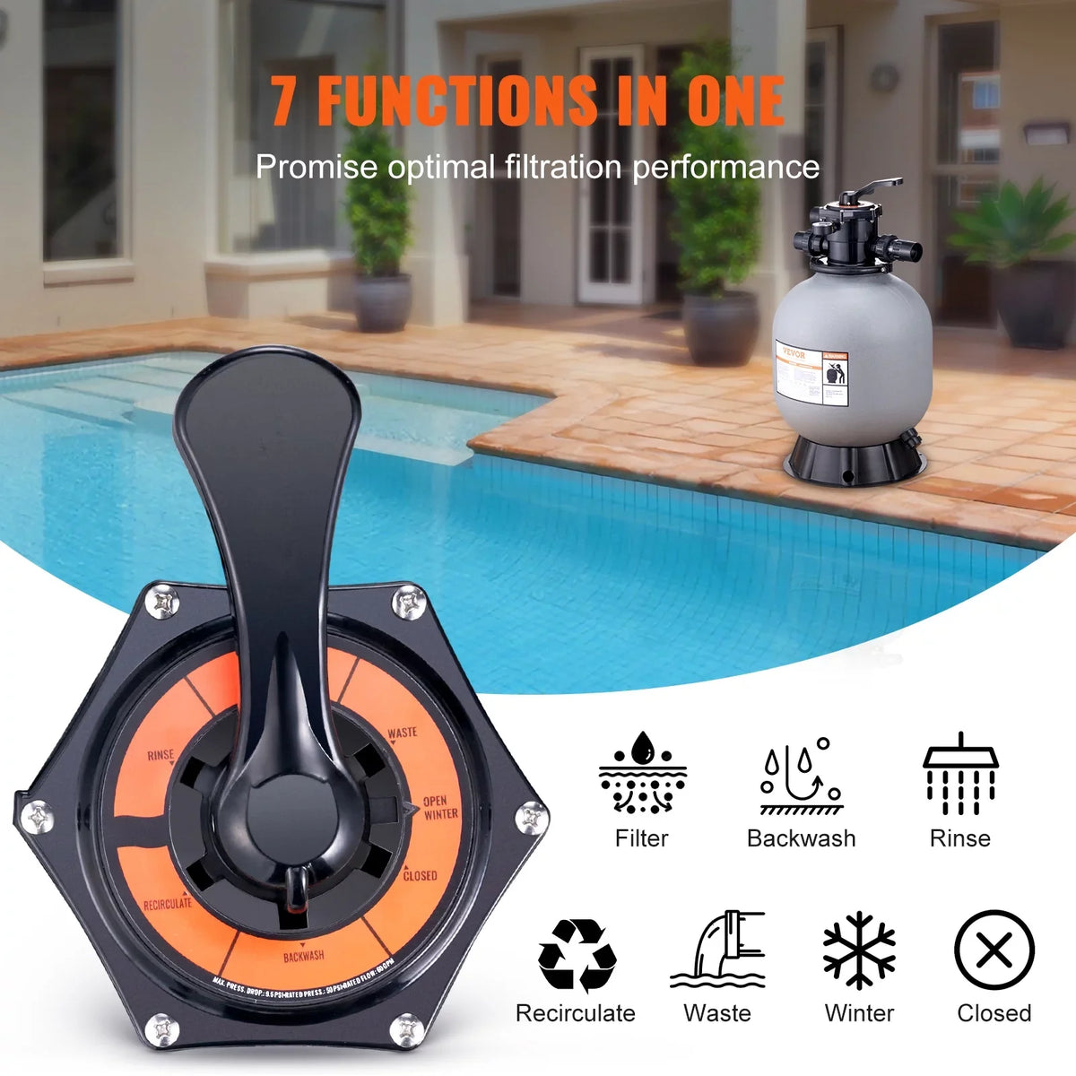 Sand with BENTISM Swimming Above 19" Filter Valve 7-Way Filter Pool Sand Inground