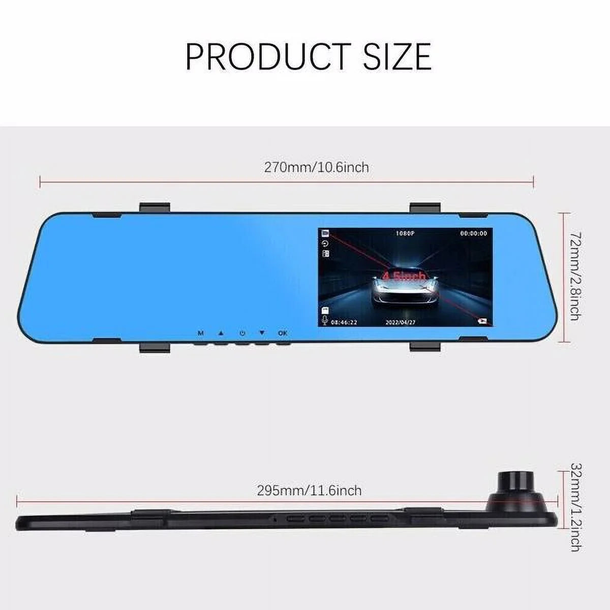 Car Rear Dual 1080P Rearview Video Front Dash Mirror HD Camera DVR Teledu Cam Recorder