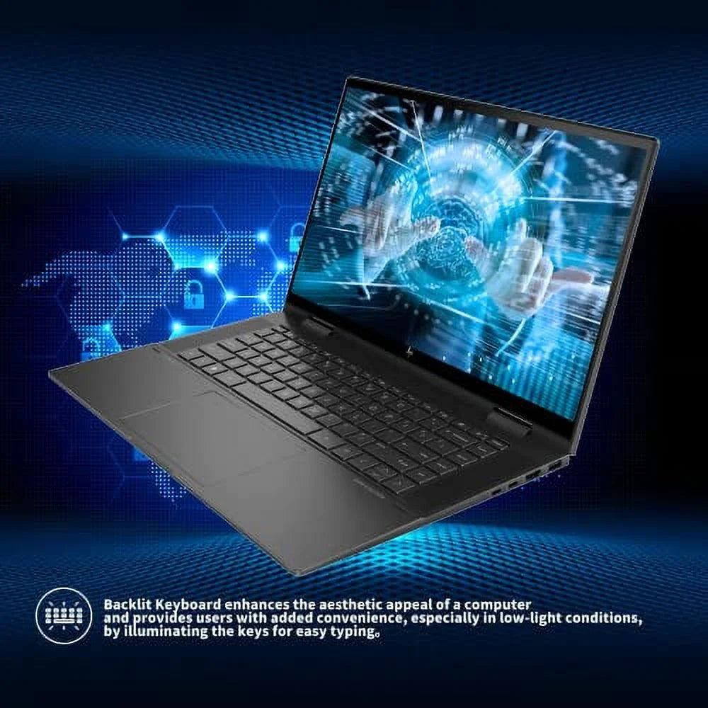 11, Laptop, Card True x360 7 15.6" 2-in-1 Radeon Graphics, RAM, Backlit Ryzen 2TB Envy Black, Win 5825U, Keyboard, Vision USB SSD, HP Touchscreen 5MP 64GB 2022 PCIe AMD 32GB AMD Camera, IR