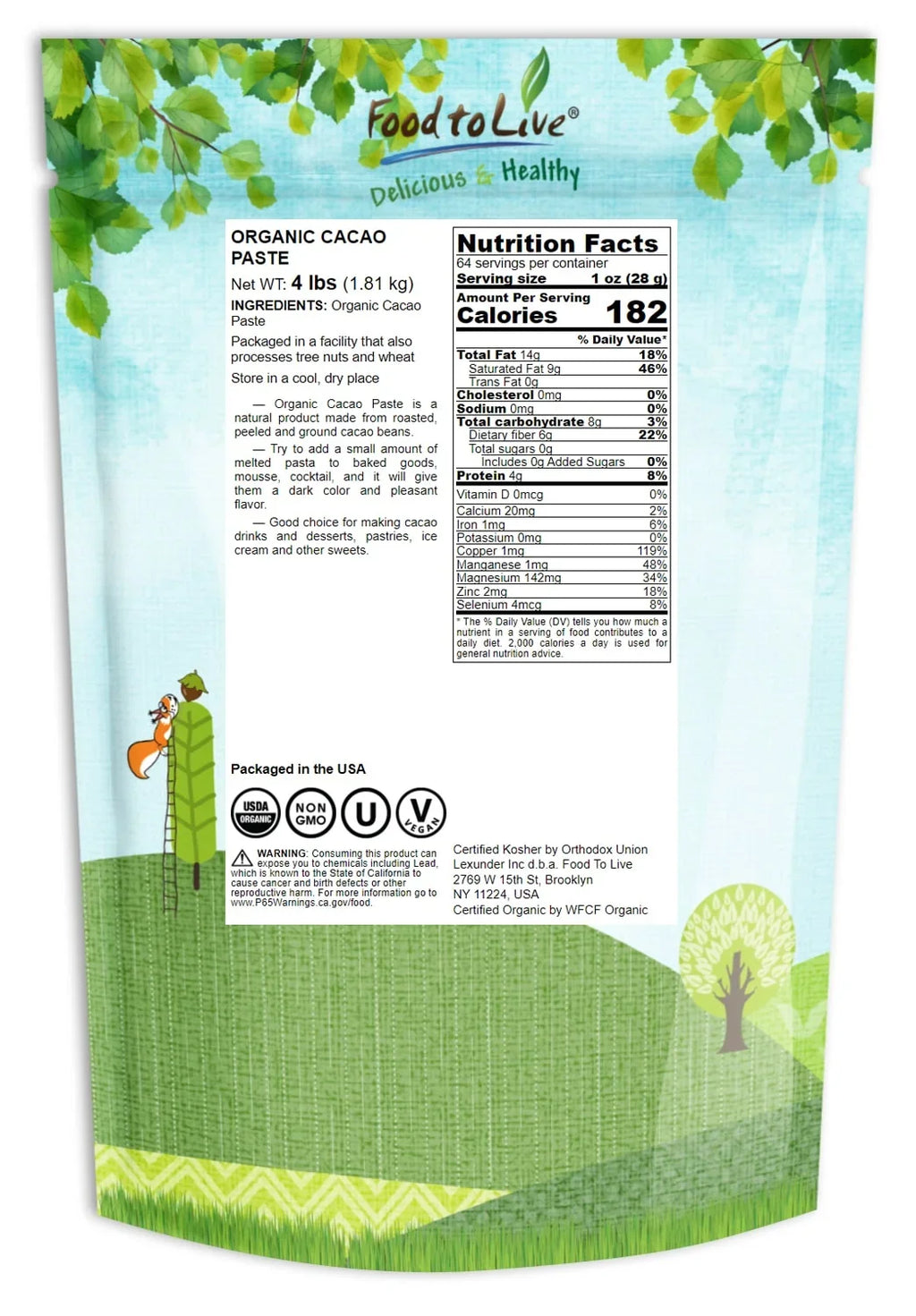 Non-GMO, — Organic Vegan by — to Raw, Paste, Kosher, Food Cacao Pounds 4 Live