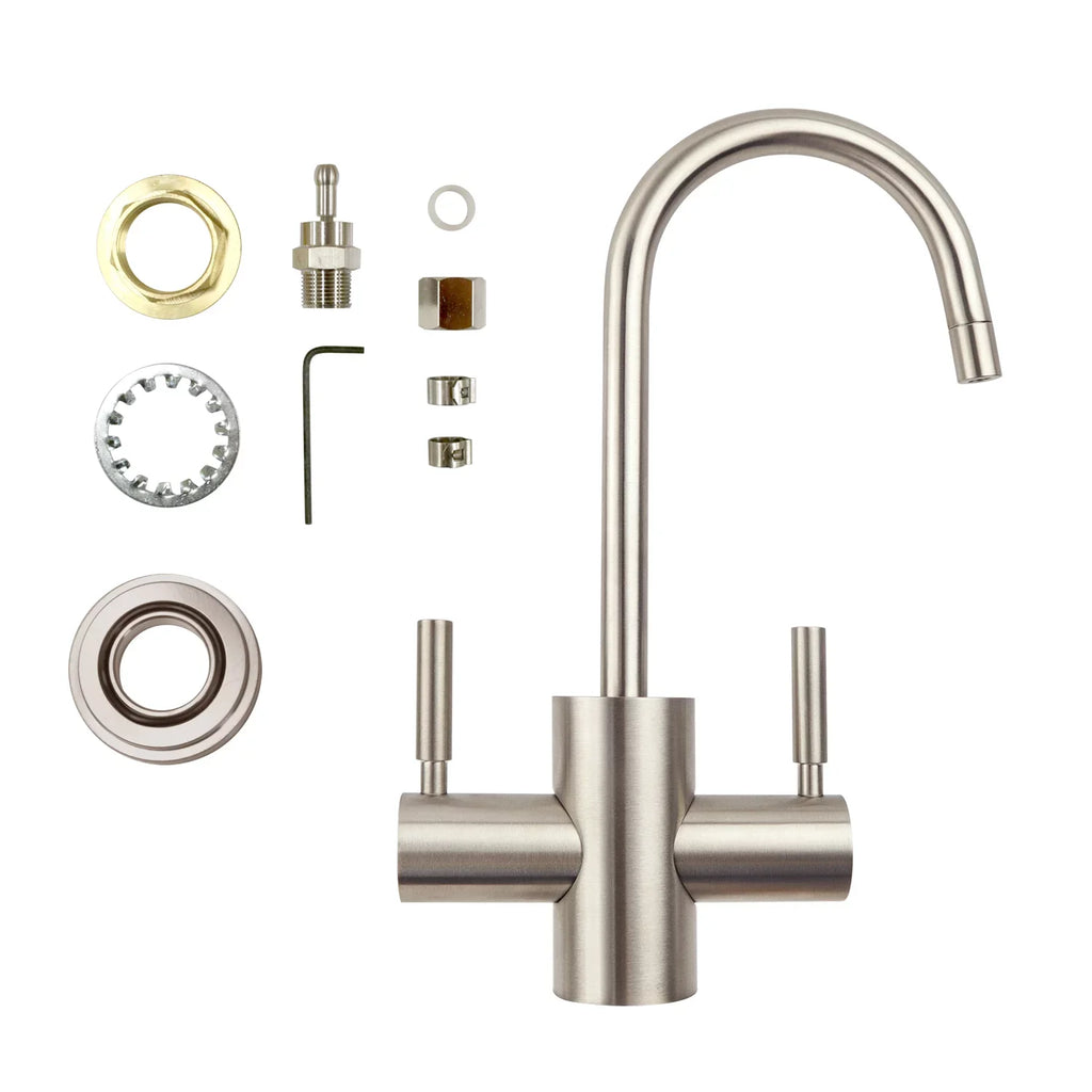 2-Handle Instant Drinking Osmosis Hot APEC Water Brushed Reverse Dispenser and Nickel Cold Westbrook in Faucet
