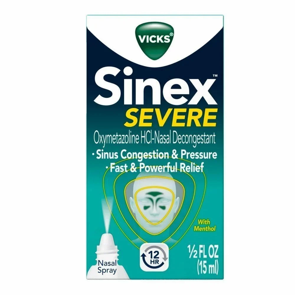 4-Pack 0.50 Severe Vicks Oz, Menthol Spray With Sinex Nasal