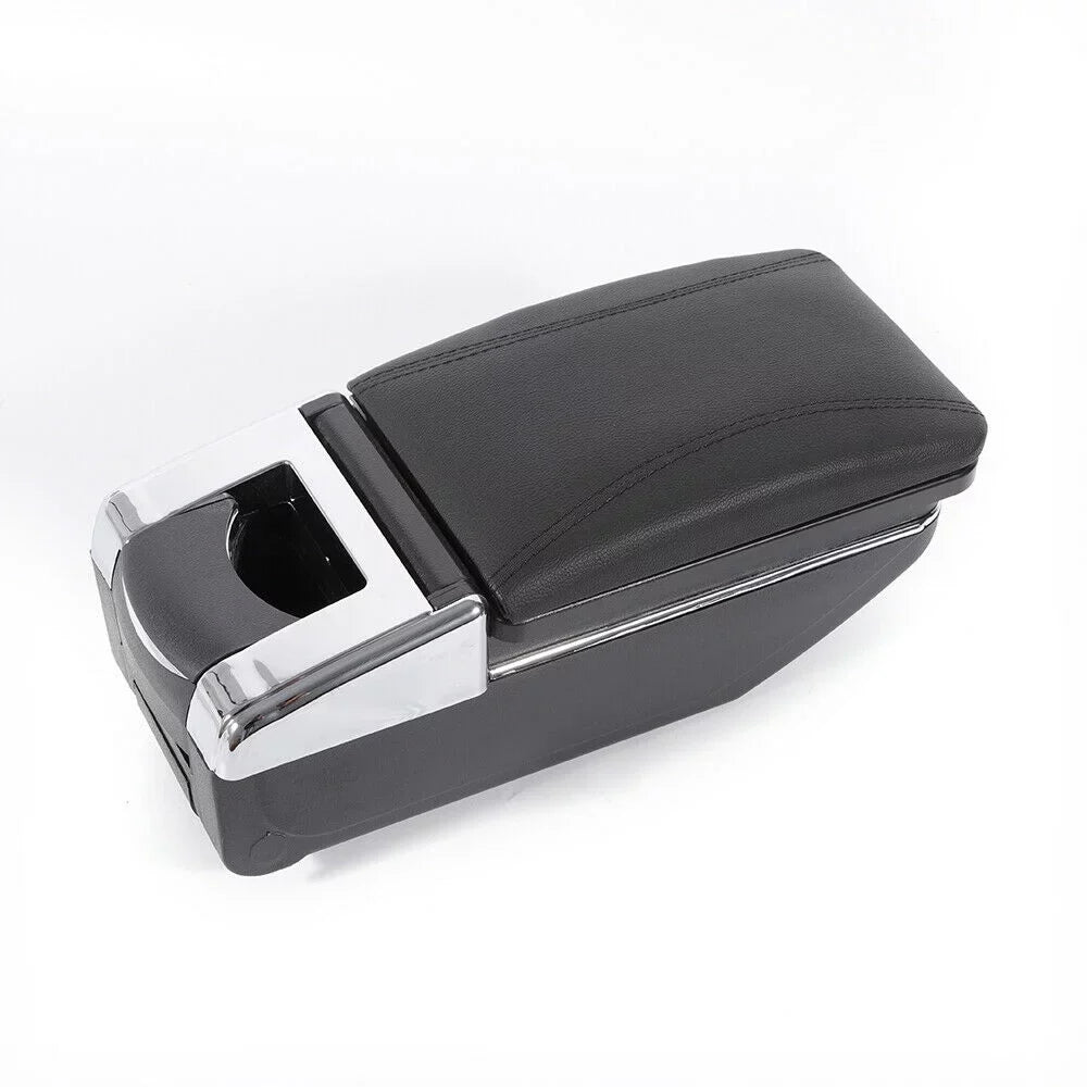 OUKANING Console Latio Box Center 2007-2011 Console Center Storage for Car Nissan Versa Armrest Box Rotatable Black Tiida Leather