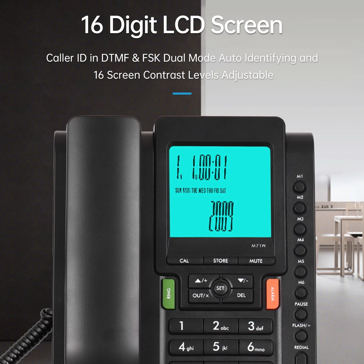 Dial and with Speed Hotel Hands for Landline Black Business Free, Redial, Bisofice Phone