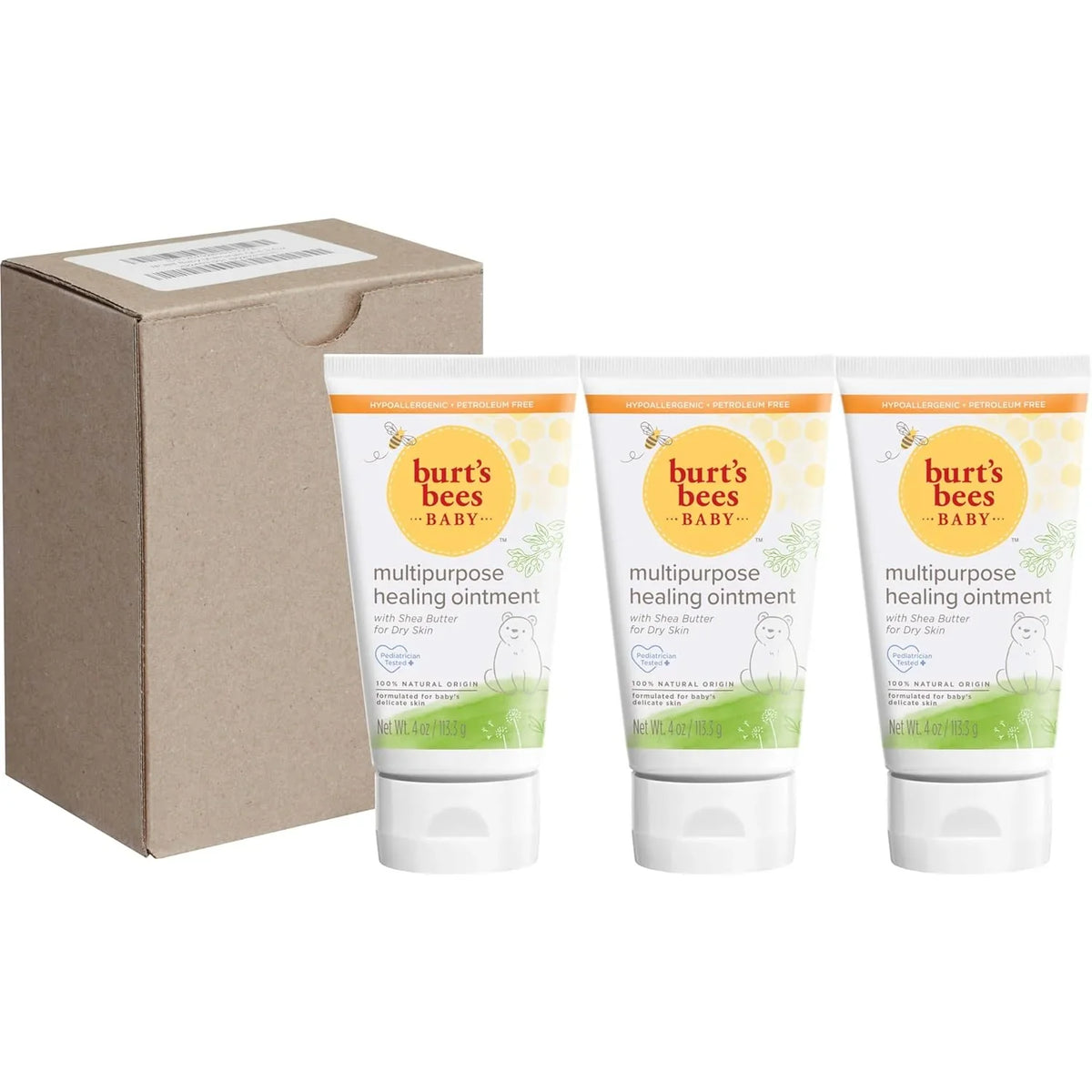 Softens Safe, Eczema with of Baby 4 Balm, Ounce 3) Healing Diaper Formula, Pediatrician Shea (Pack Bees 3) Burt's (Pack Multipurpose Calms 4 Oz Dry Based Plant of & Tested, Skin, Ointment Butter,