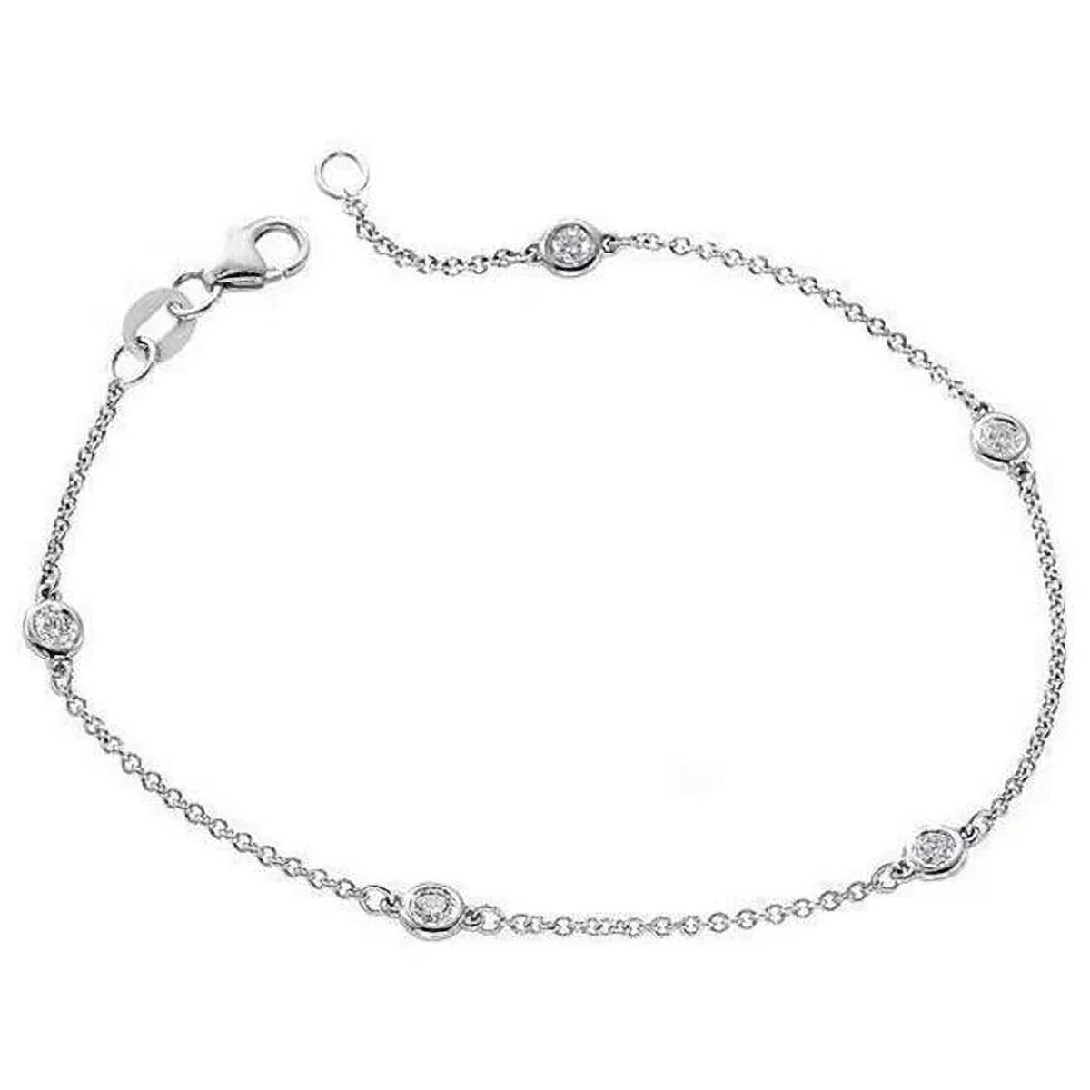 Yard 14K Of White Harry Enterprises Diamond Bracelet Chad Cut Gold Round Chain CT 58802 2