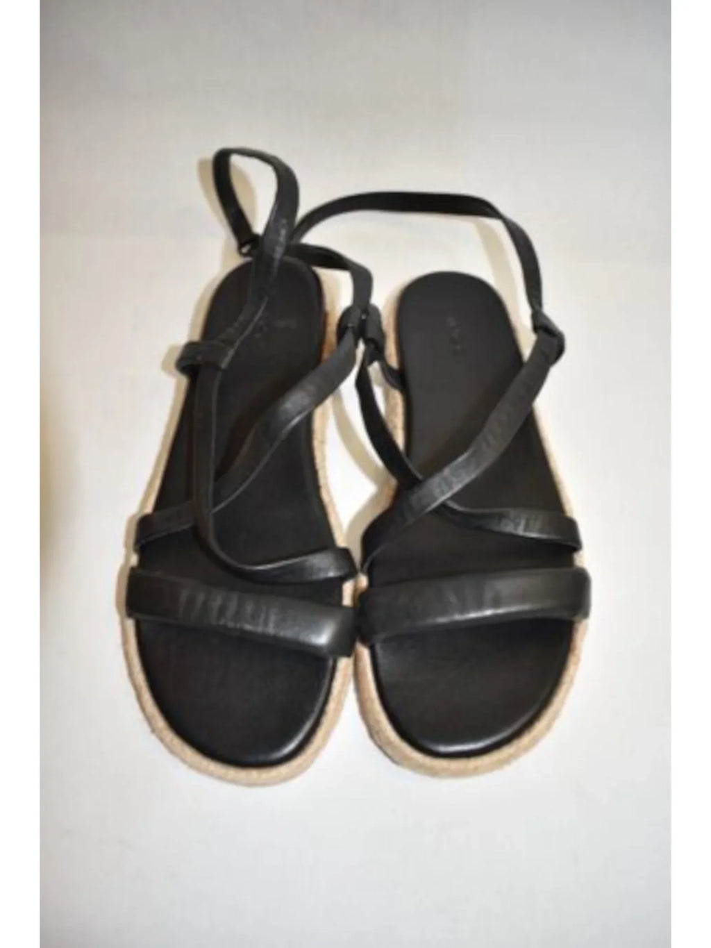 9 Strappy Adjustable Strap VINCE. M Smith Toe Espadrille Womens Round Black Ankle Shoes