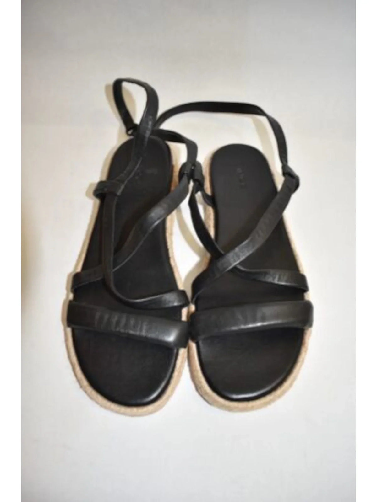 9 Strappy Adjustable Strap VINCE. M Smith Toe Espadrille Womens Round Black Ankle Shoes
