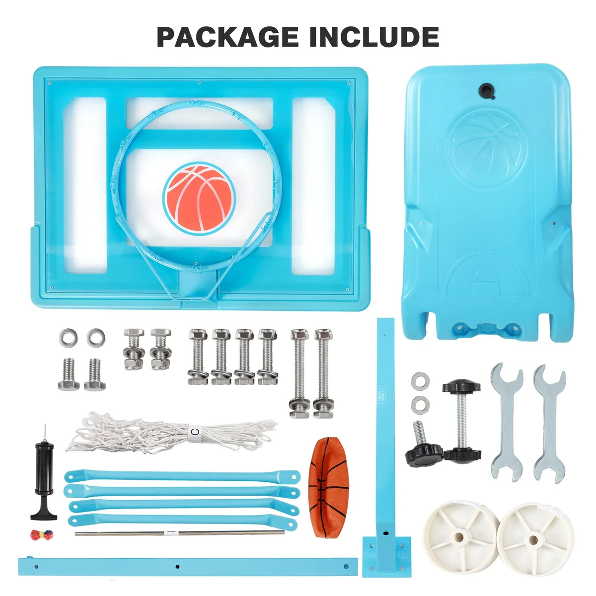 Ball, 44" Danrelax Basketball Backboard, Blue Hoop with 32"x23" 5 Size Pool PVC