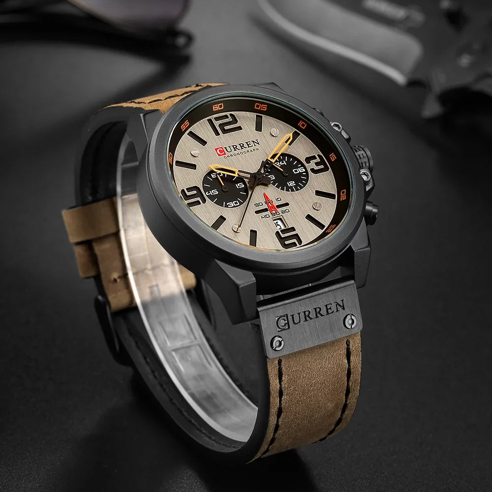 Men Watch Display Calendar CURREN Watch Time 8314 Quartz Hour Brand Minute Watch Wristwatch Leather