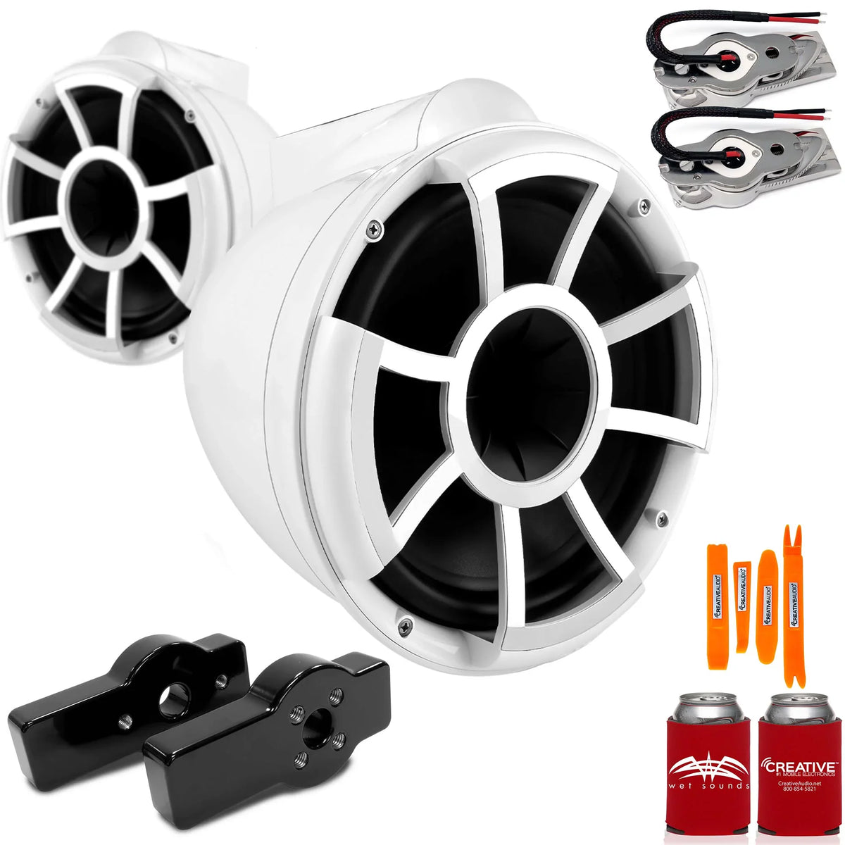 Tower REV10 MAXIMUS - Adapters & MAXIMUS Swivel Speakers for Tower Mount CENTURION White Wet 10" Sounds CENTURION