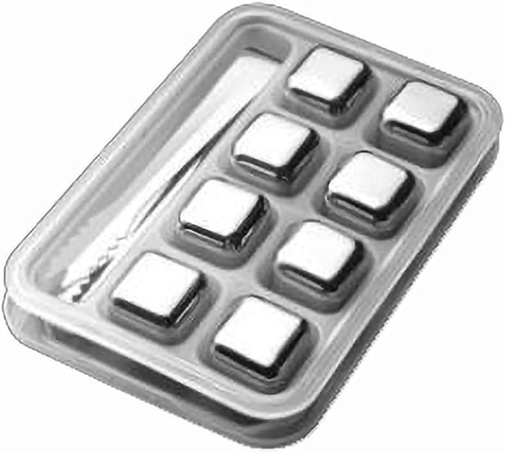Men Metal Wine Cooling Pieces,Color:Square) Women(Size:8 Rocks Reusable Gin Whisky Stones Party Whisky Stainless Ice for Steel Chilling Tonic Scotch Drinks Cube