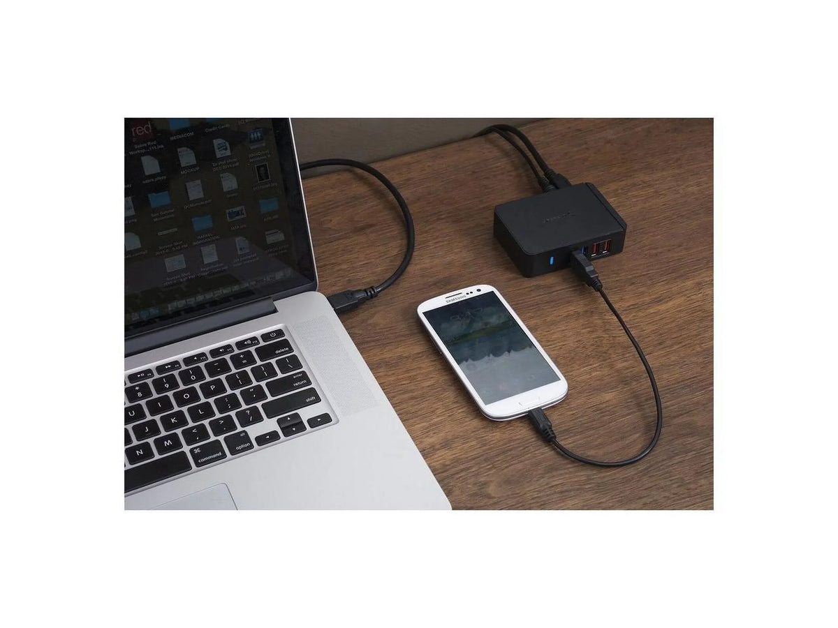 Ports + 3.0 Adapter 12V/4A [Black] Port SABRENT 2 Power (HB-U930) Charging USB 7 with HUB