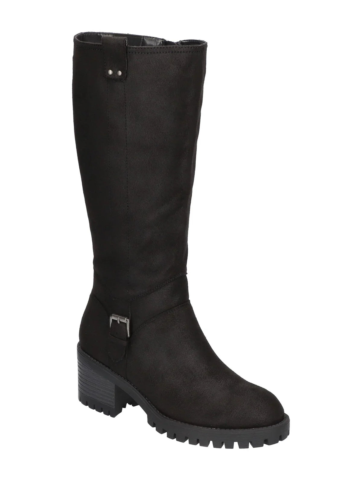 9.5 Padded Zip-Up Womens Shoes Goring Lug W VITA Round Buckled Black Heel Boots Strap Sole BELLA Side Block Pull-Tab Lorielle Toe