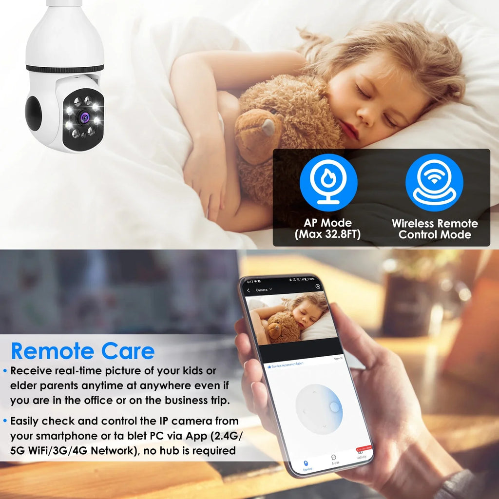 Audio Security iMounTEK Camera Tracking Panoramic WiFi Wireless 1080P Control Alarm 360 APP E27 Bulb Surveillance Camera FHD Electric Degree Two-Way Night Motion Vision