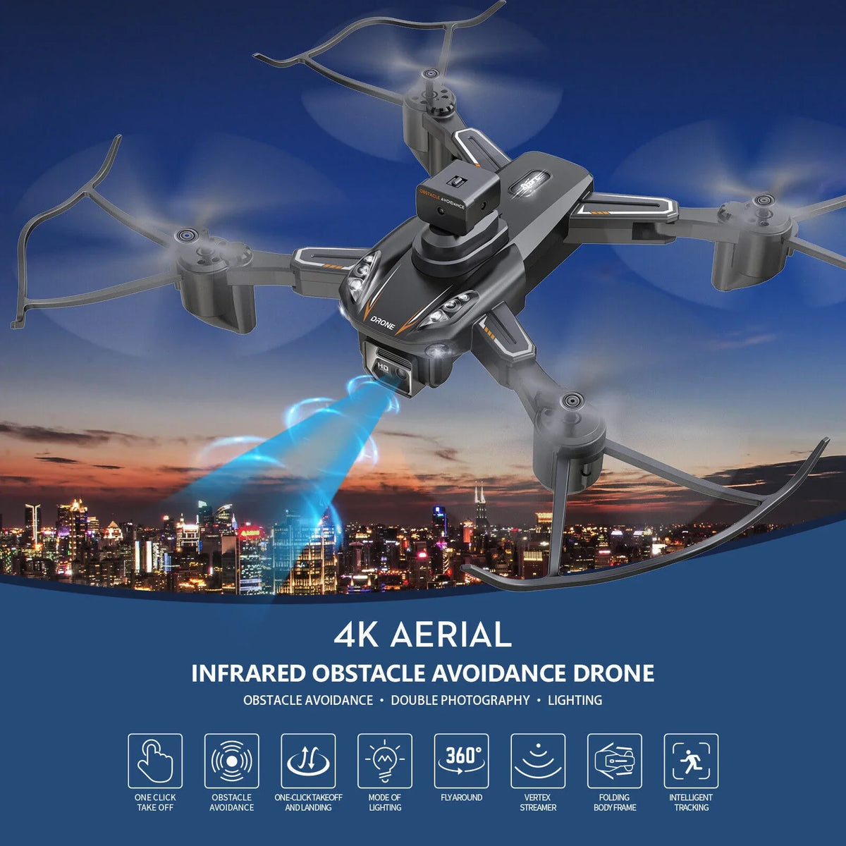 HD 4K with Camera Quadcopter Design Avoidance JLLOM Dual Foldable and Technology Drone Obstacle -