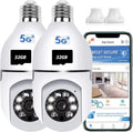 Alarm, Detection Storage Card Camera Motion PTZ2.4GHz Security Camera, 2 Light Indoor APP Cloud Degree Local Access, & Camera, Outdoor and Home Bulb and + Pack WiFi 360 32GB (Two), Wireless 5G SD