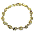 PUFFED GOLD ELEPHANTS AND PLATED WITH 14K 7" LINKS M657 BRACELET LINKED MARINER