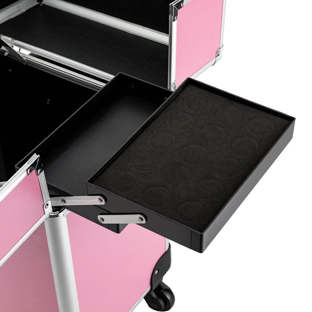 Miumaeov Trolley Professional with Storage Makeup Cosmetic Train 4-Tier Rolling Wheels Organizer Case Makeup