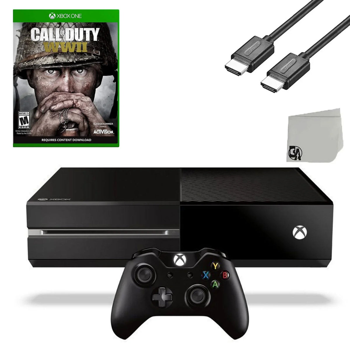 of BOLT Console Bundle Pre-Owned Cable Duty One Gaming AXTION Call WW2 Xbox Original Microsoft Black HDMI Game With 500GB