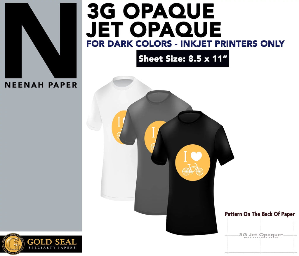 ON 11" SHEETS HEAT IRON PACK OPAQUE x 3G PAPER 100 CUSTOM JET TRANSFER 8.5