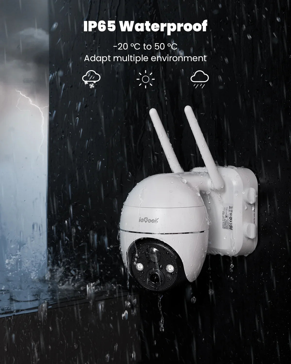Wireless Detection, Spotlight, Vision, Solar Surveillance Outdoor Home Motion with View Night Security Solar PIR Powered Alexa WiFi 360° Cameras Camera, Color PTZ Outdoor, Battery 2K/3MP Work