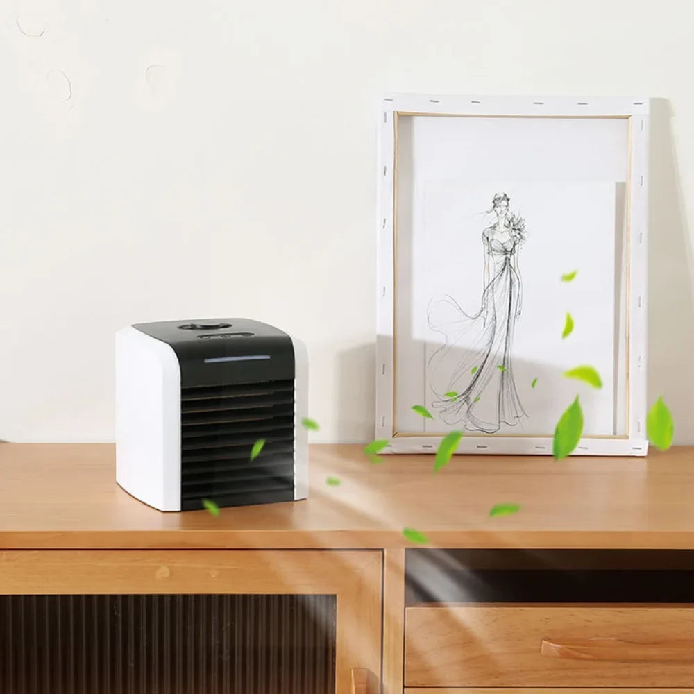 Cooler, Air with USB Quiet Room Personal Portable Mini Evaporative Home Rechargeable Conditioner, 2 Fan, Desk Air Office for Fan Speeds