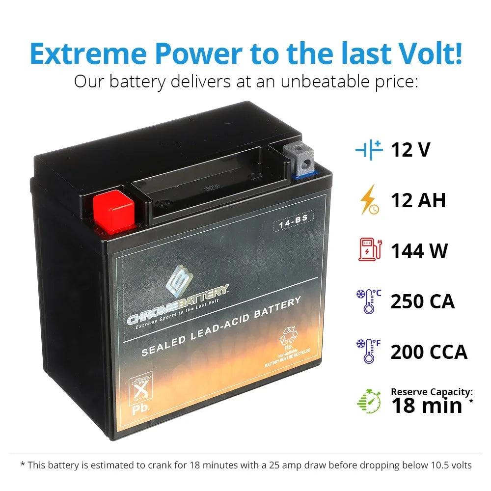 Chrome Battery V-Strom, for Battery Adventure, Motorcycle Ytx14-Bs Suzuki Dl1000 1000Cc 2009