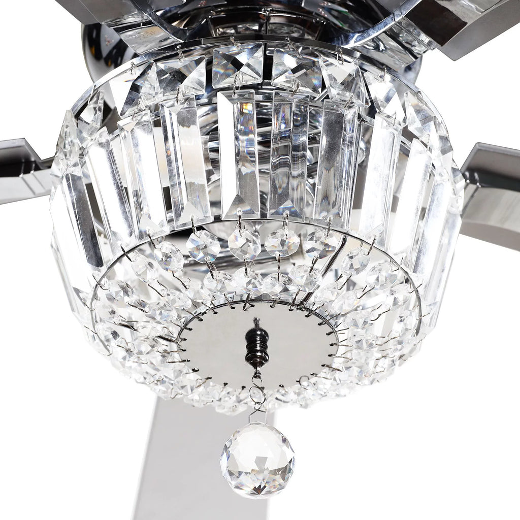 Not with Light Fan Parrot 5 Brushed Fan Included and Ceiling Bulb and Nickel Chandelier 48 Ceiling Remote Crystal Reverse Inches Blades, Uncle Modern 2 with Ceiling Fan