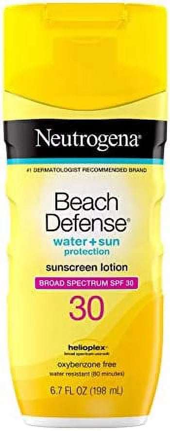 Fast-Absorbing, oz 6.7 Water Resistant Body Neutrogena Spectrum SPF 30, Oil-Free with Beach and Defense Broad Sunscreen Lotion