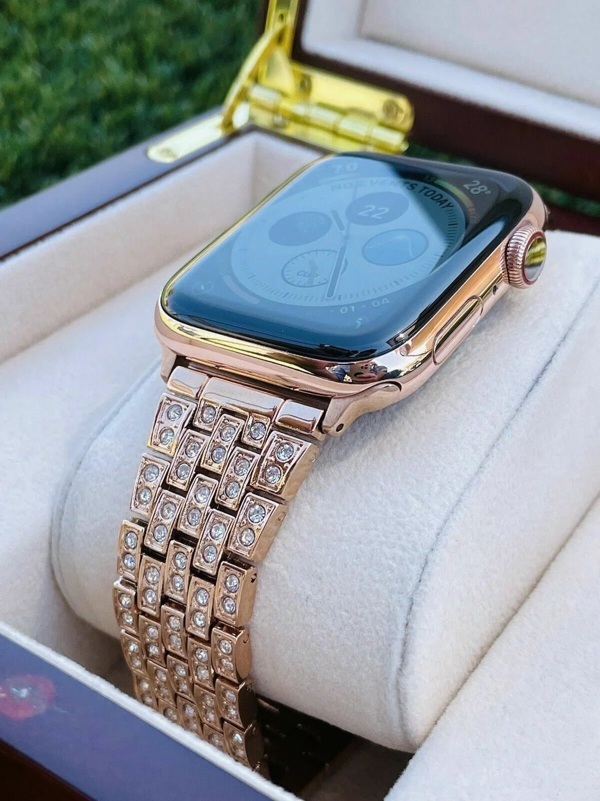 24K 7 Stainless 45MM Gold iWatch Steel Band Gold SERIES Rose Custom Rose