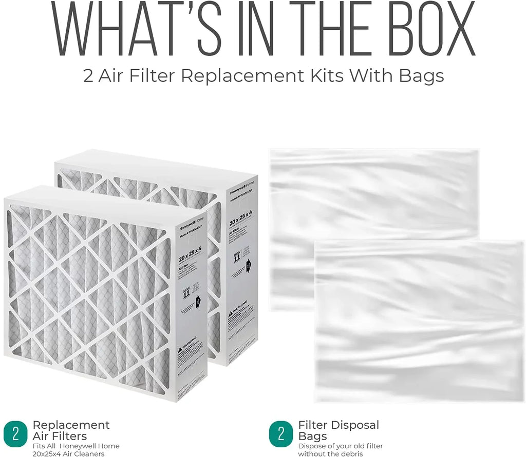 (2 Merv Filters, Media Furnace Homequip Air 20x25x4 Bag Disposal Filter Replacement FC100A1037 with Pack) Filter 11 Honeywell
