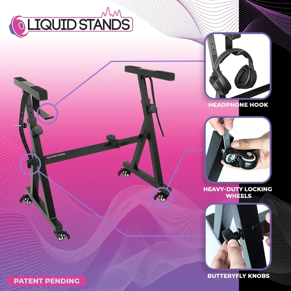 Stand Fits Piano Z Key - (Refurbished) with Portable - Electric 54-88 Restored Stand Pianos - - Wheels) Keyboard Liquid Music and Keyboard Piano Keyboard Adjustable (Black Stand Style - Heavy Duty Stand Stands