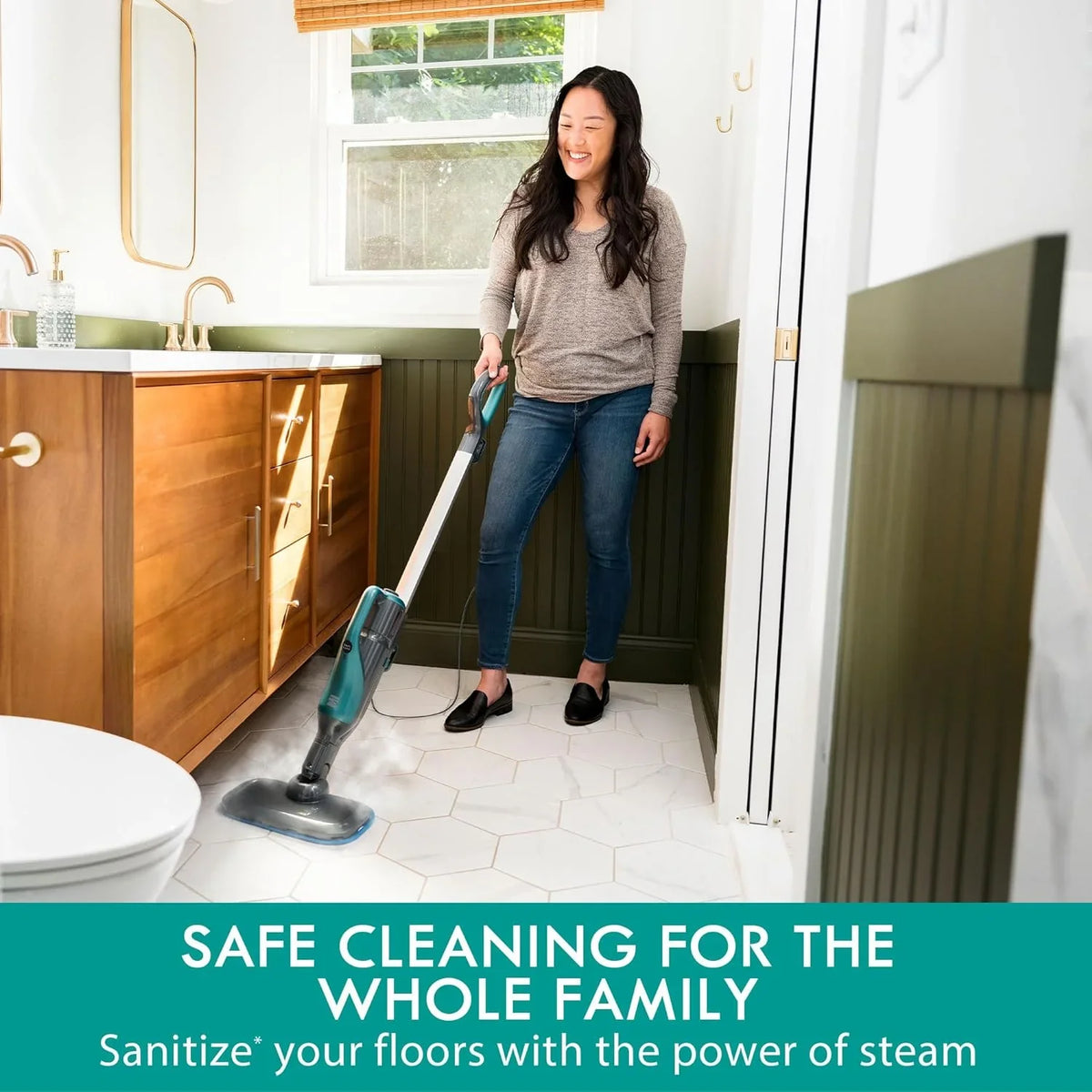 Cleaner Green & Hard with Upholstery, Washable Mop Floor and 2 Pads Kenmore 2-in-1 Steam 2pcs SM2050 Modes Carpets, for Rugs