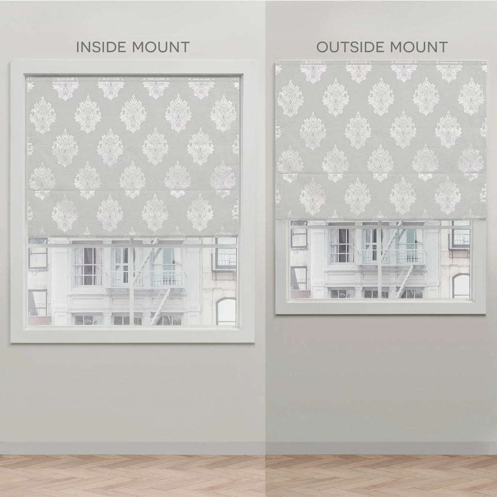 100% 34"x64", Marseilles Home Damask Silver Roman Blackout Exclusive Shade,