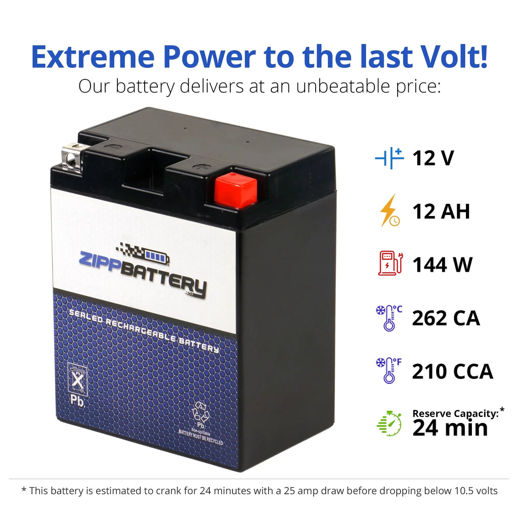 Zipp 750cc 1989 Motorcycle YTX14AHL-BS Ah, Battery CCA) 12 Volt,12 210 for (14AHL-BS Battery Suzuki Gsx-r750