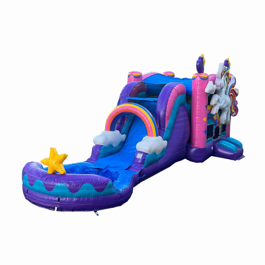 PVC Commercial Wet (with Detachable Hoop, Water Grade, 100% Combo Vinyl, Pool Adults, Slide Backyard, and with Kids Air XJUMP Bounce Dry House Basketball Outdoor for Inflatable Unicorn Blower),