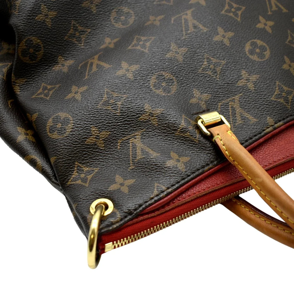 MM VUITTON Bag Canvas Brown Pre-owned Pallas Shoulder LOUIS Monogram
