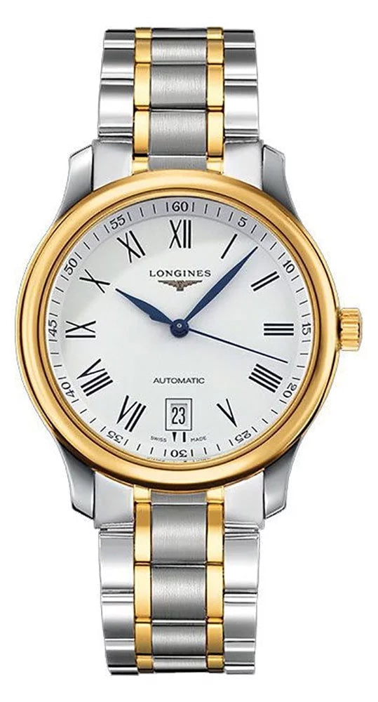 Date L2.628.5.11.7 Collection Yellow White Master Longines Automatic Gold Dial Watch Steel Mens 18k and